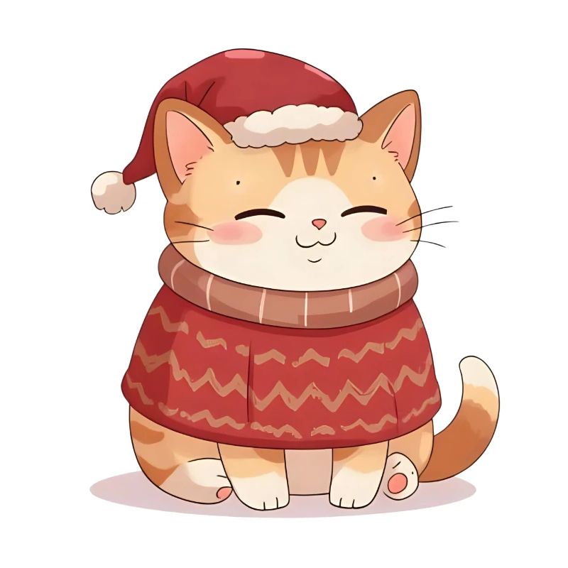 Chat Anime En Pull De Noël - Noël