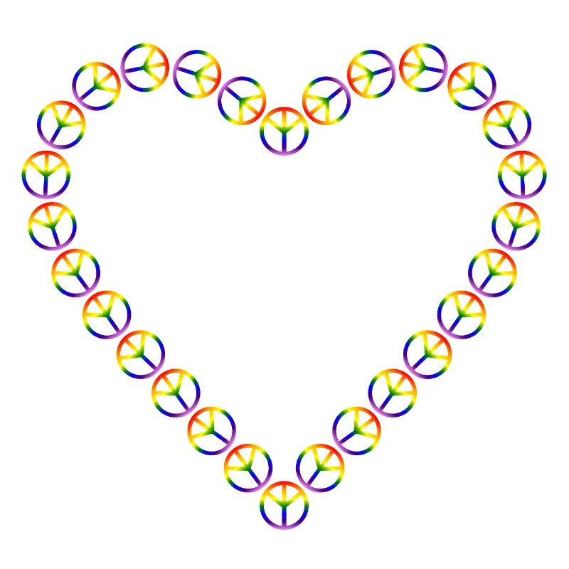 Rainbow Peace Heart Pattern