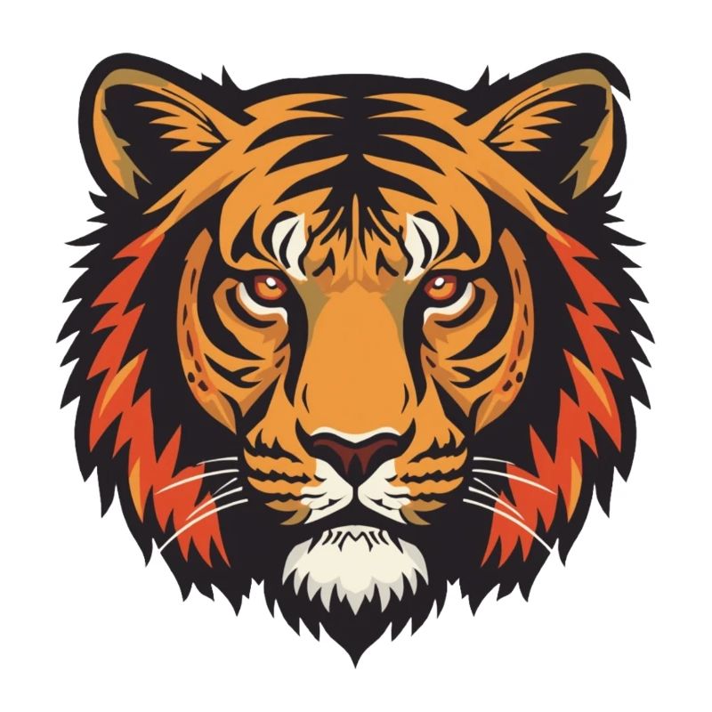 Expressive tiger head impression