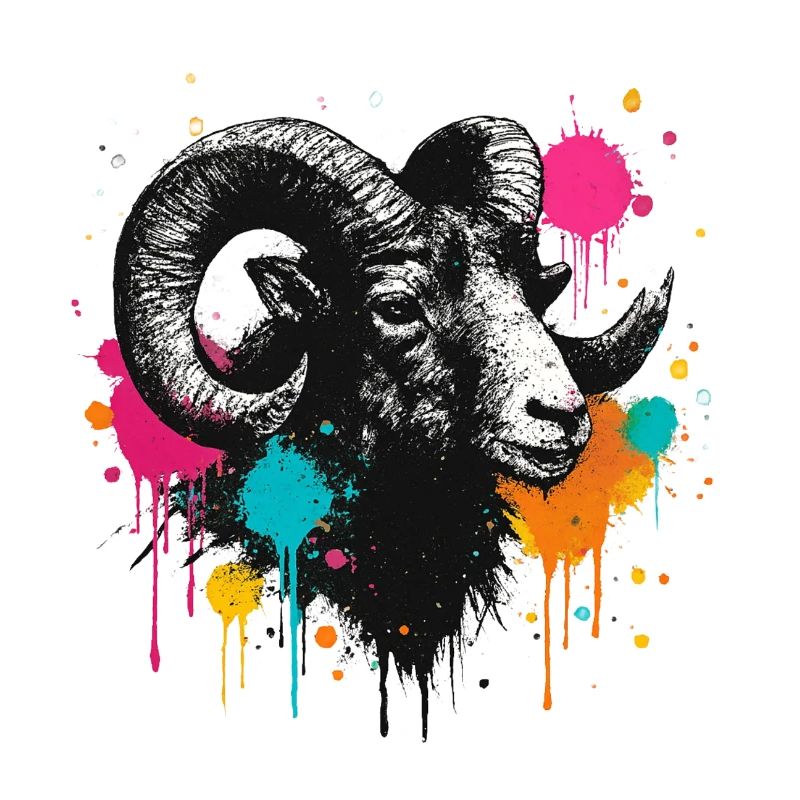 Ram's Head Graffiti Color Explosion