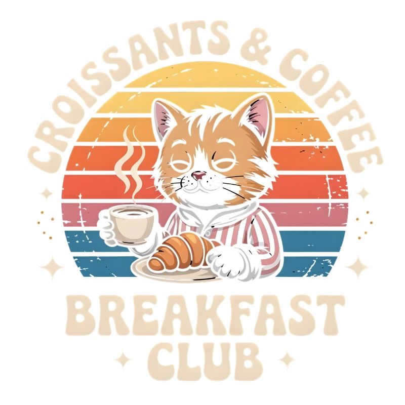 Cat Retro Coffee Breakfast