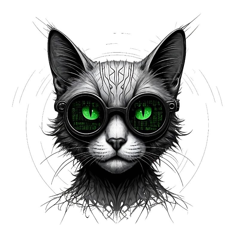 Grüne Augen Computer Programmierer Geek Katze