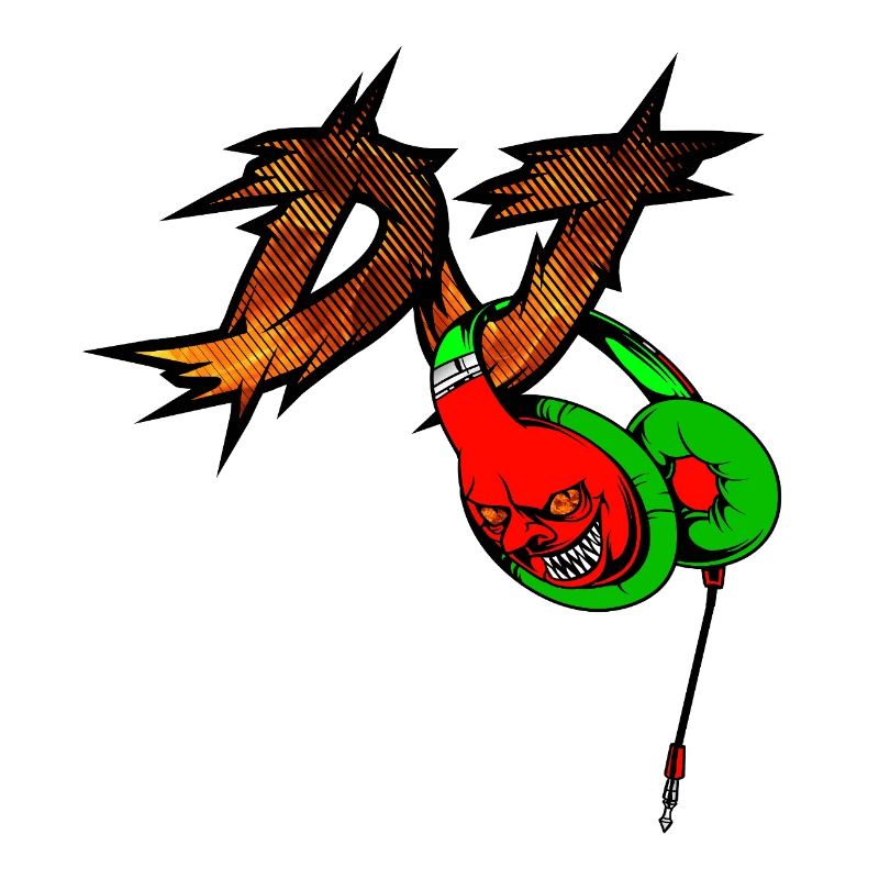 Neon Devil mit Kopfhörer DJ