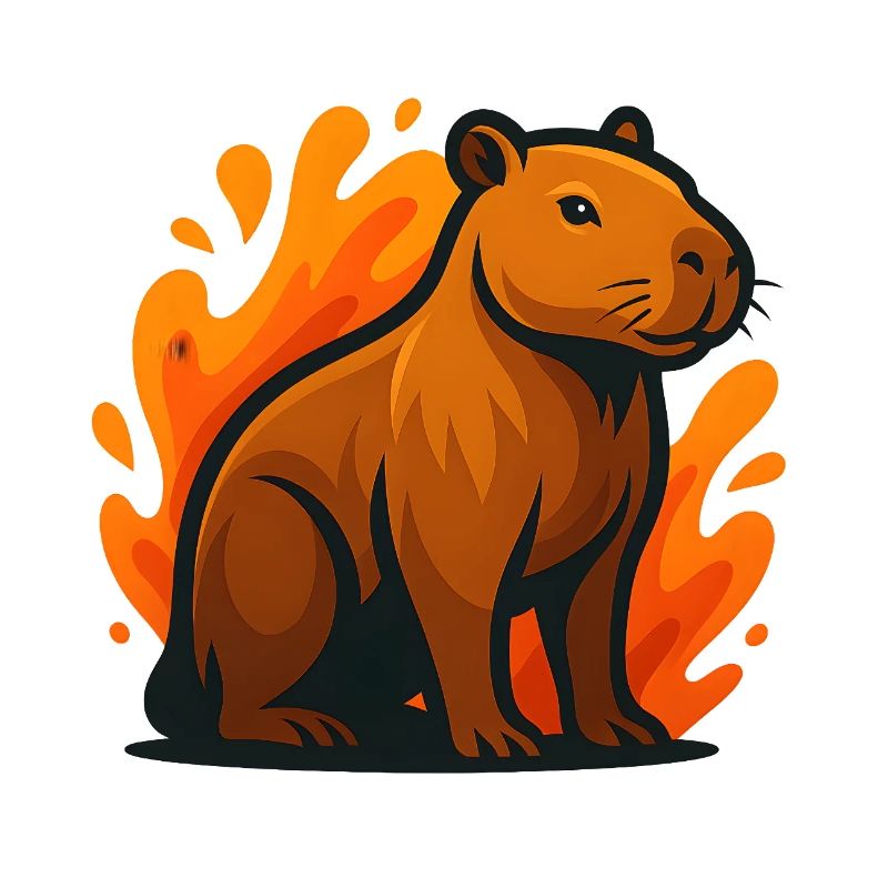 Kapybara in flames illustration