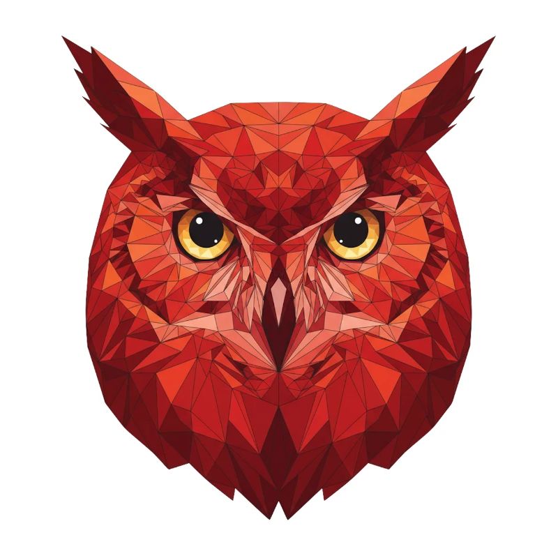 Red Geometry Owl
