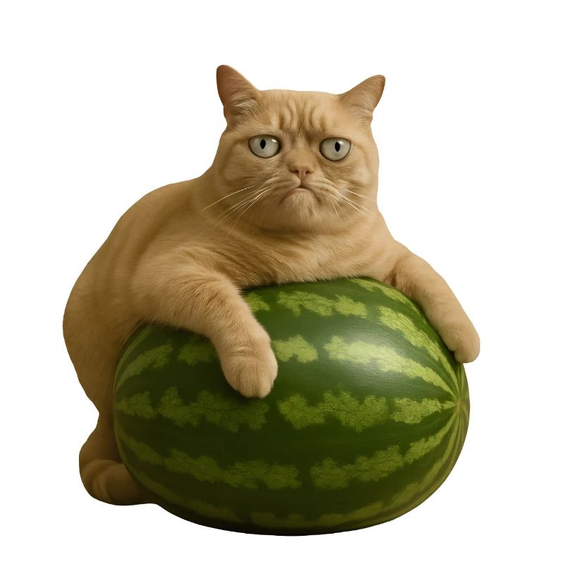 Chat sur pastèque - Mème drôle de chat