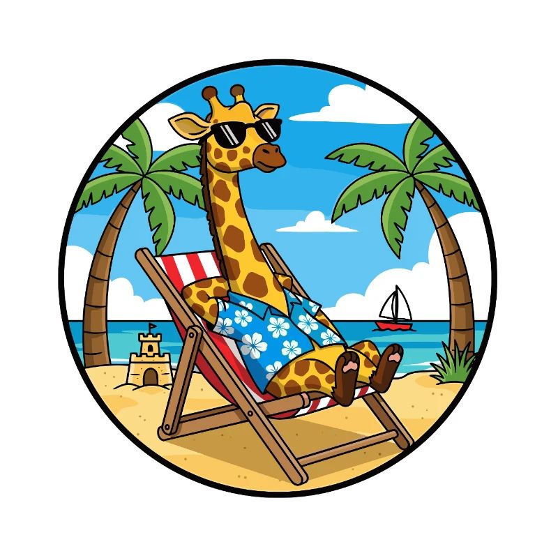 Cool Giraffe Beach Vacation Summer Vibes