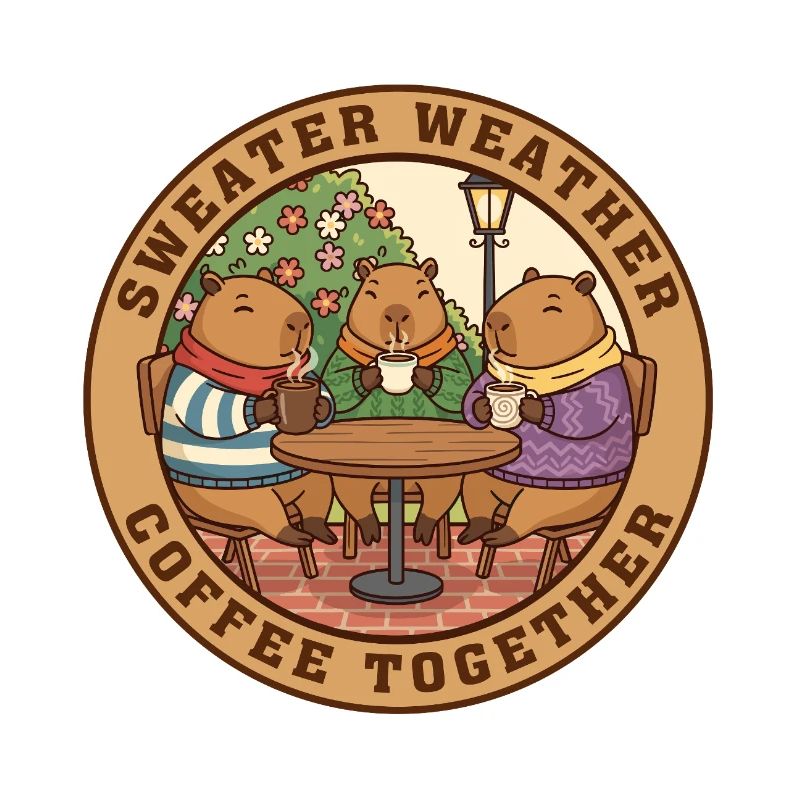 Capybara-Pullover, Wetter, Kaffee, Zusammen.