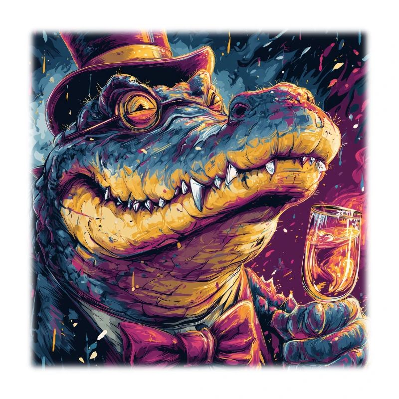 Gentleman Crocodile with Top Hat & Champus