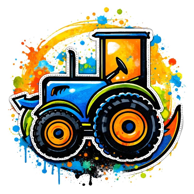 Bunter Traktor im Graffiti-Stil  