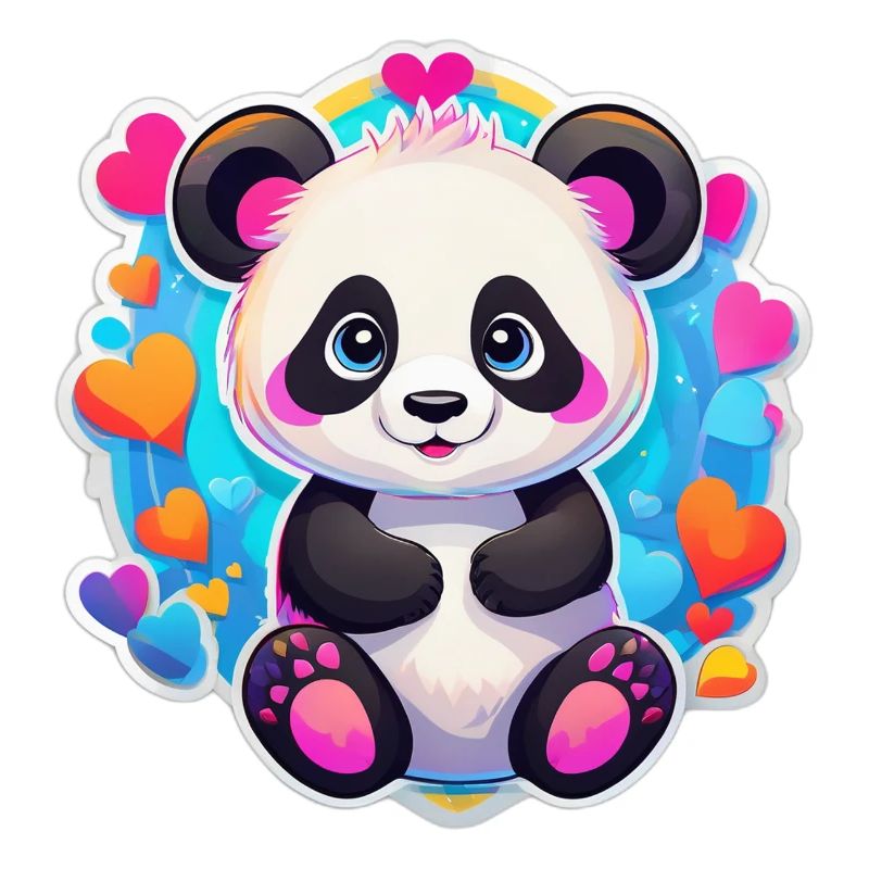 Rainbow Heart Panda