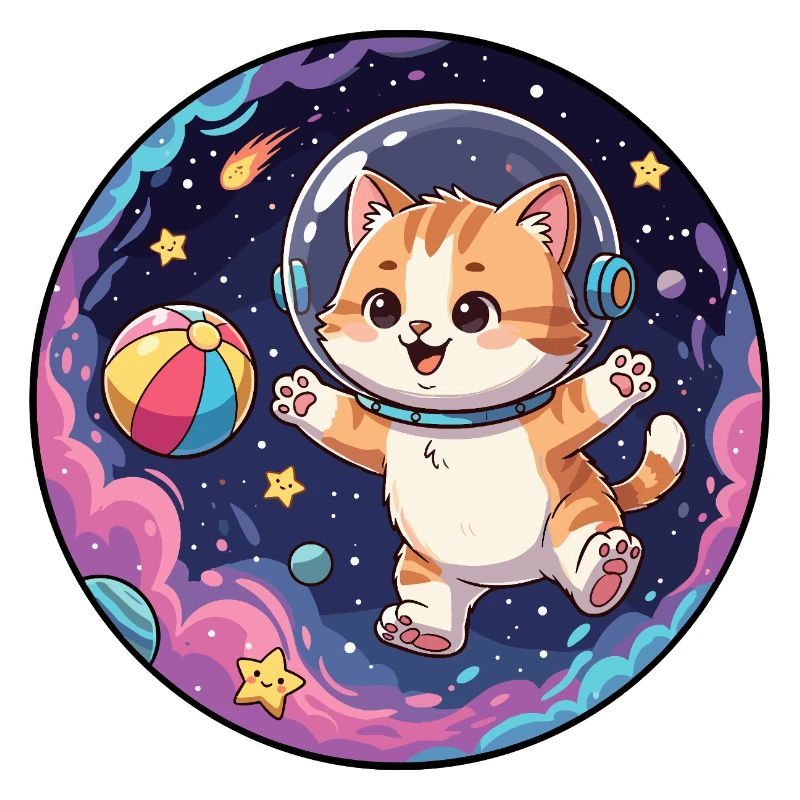 Astronaute chat dans l’espace coloré