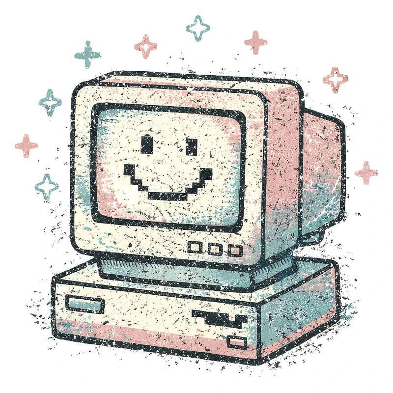 Cute Retro Computer Vintage 80s Tech Style