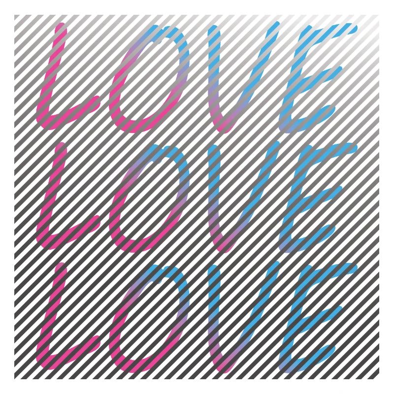 Gradient Love lettering on stripes