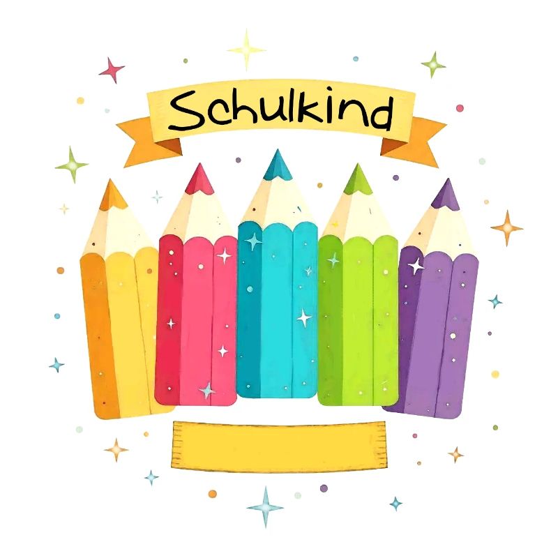 Schulkind 2026 - bunte Buntstifte mit Sternchen