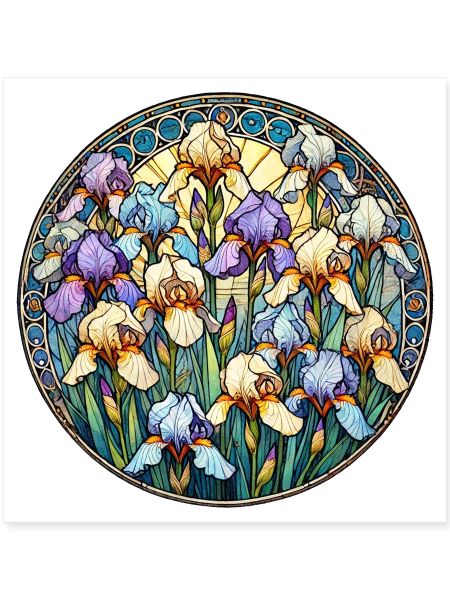 Iris-Buntglas-Kreis