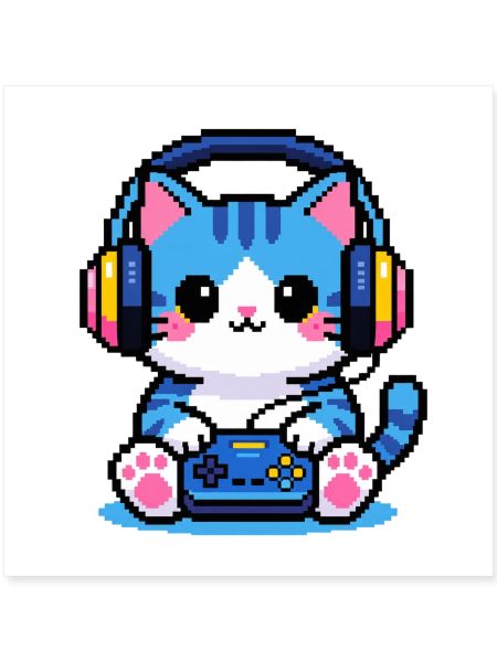 8-Bit Gamer Cat — Retro-Pixelkunst