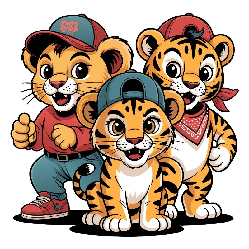 Süße Löwe Tiger Leopard Freunde