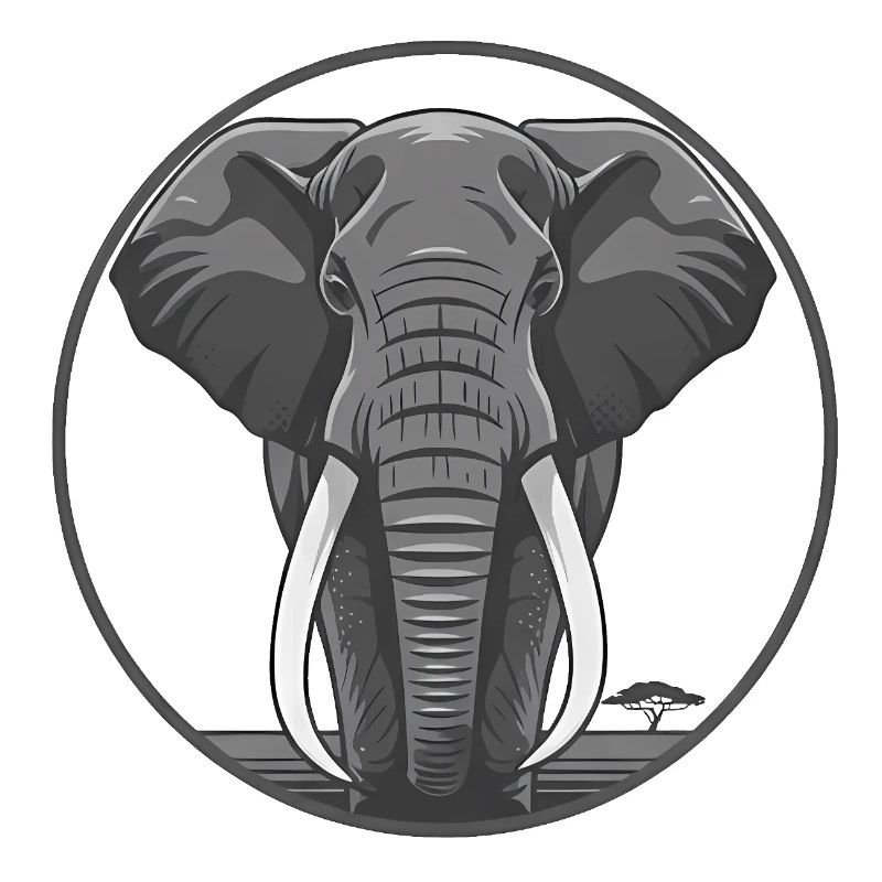 Elephant Head Circle Graphic