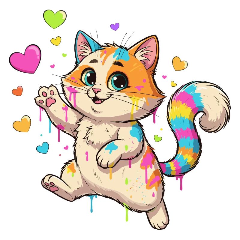 Bunte Farbklecks Katze