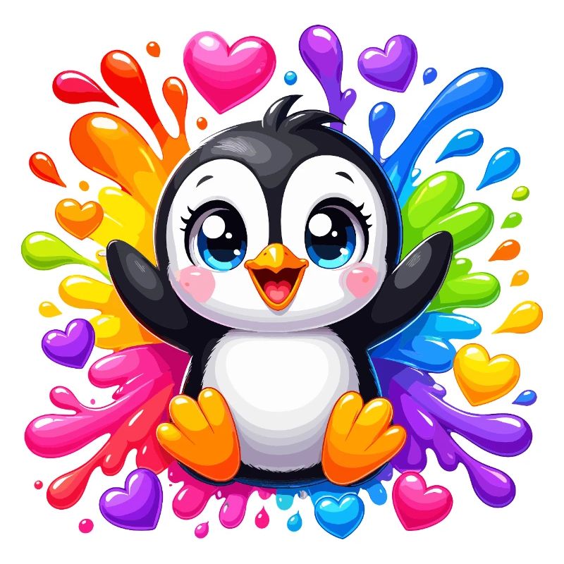 Pinguin Farbherzen Spritzer
