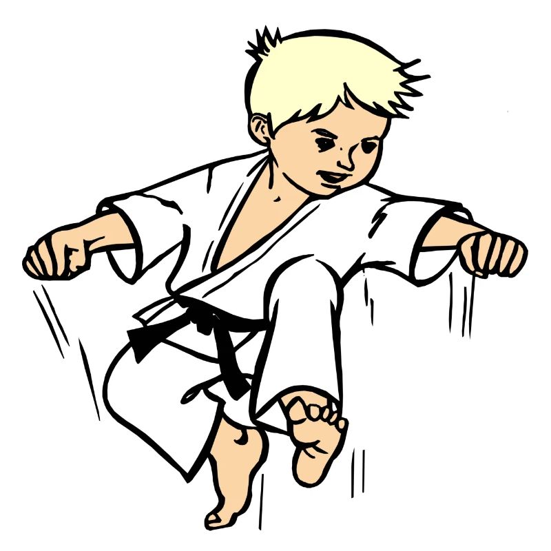 Karatekind oder Judokind mit schwarzem Gürtel