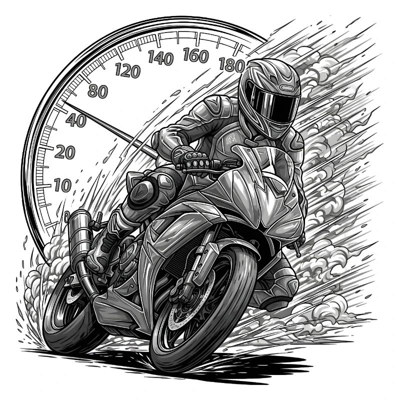 Biker, der von Geschwindigkeit angetrieben wird