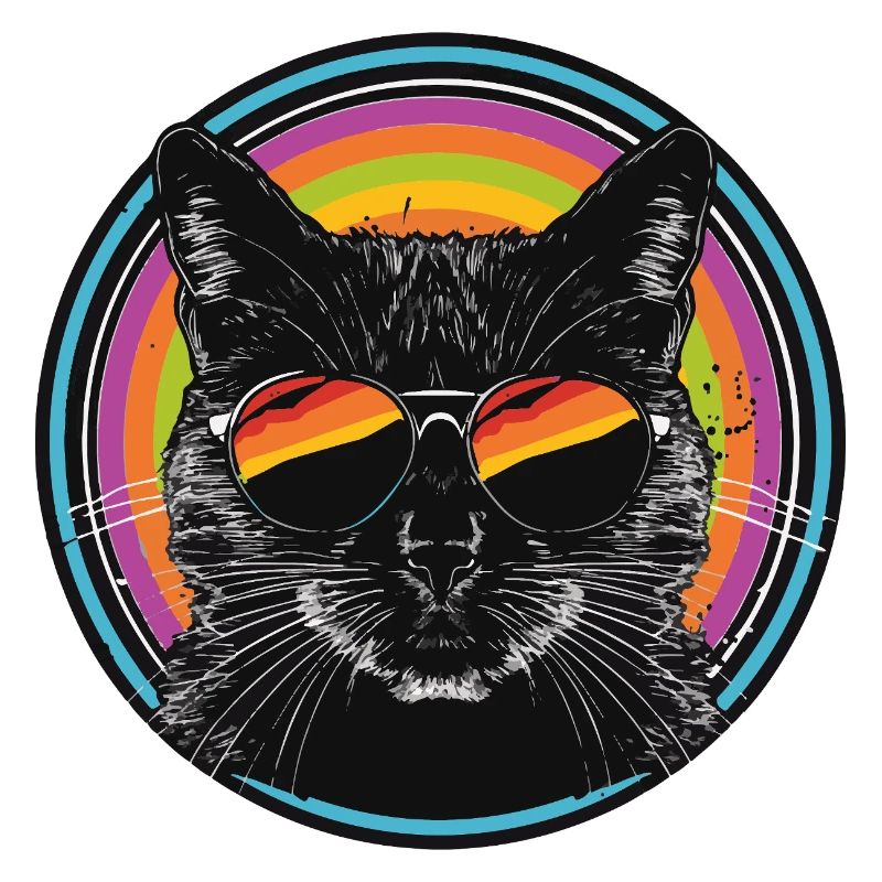 Rainbow-Katze mit Sonnenbrille