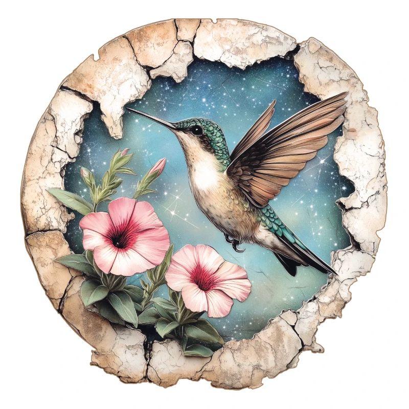 Kolibri mit Blüten