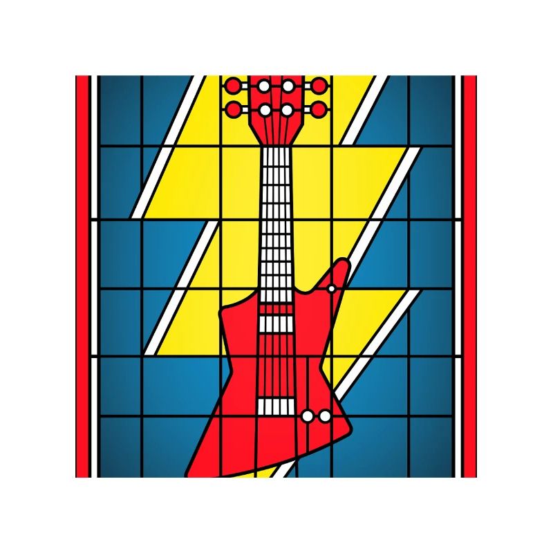 Guitare en vitrail avec éclair