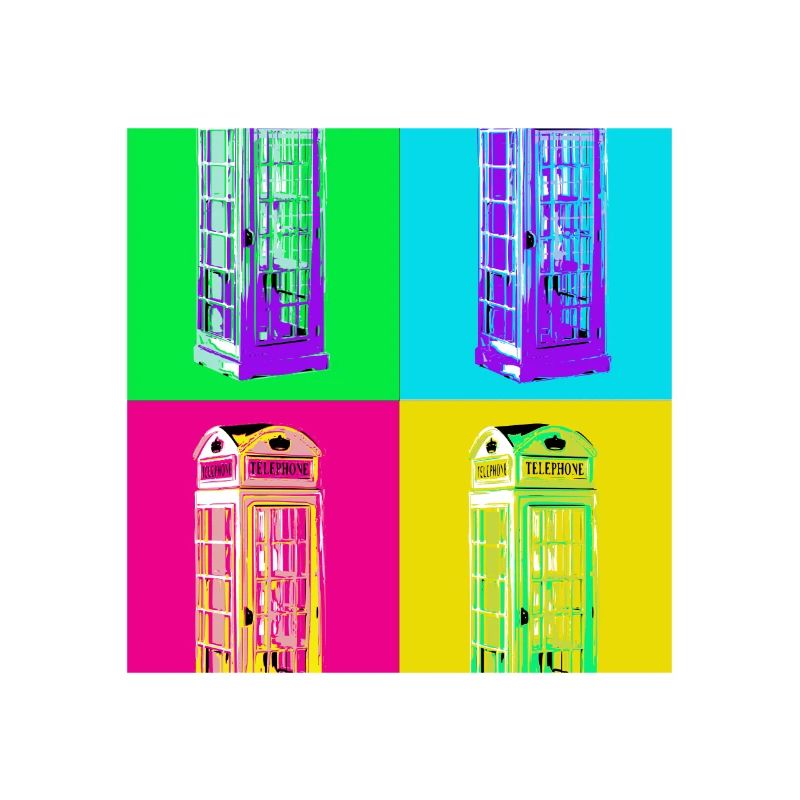 Cabine téléphonique Pop Art multicolore