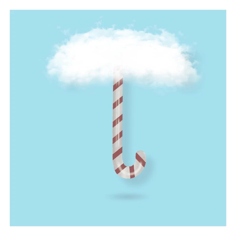 Candy Cane with Clouds