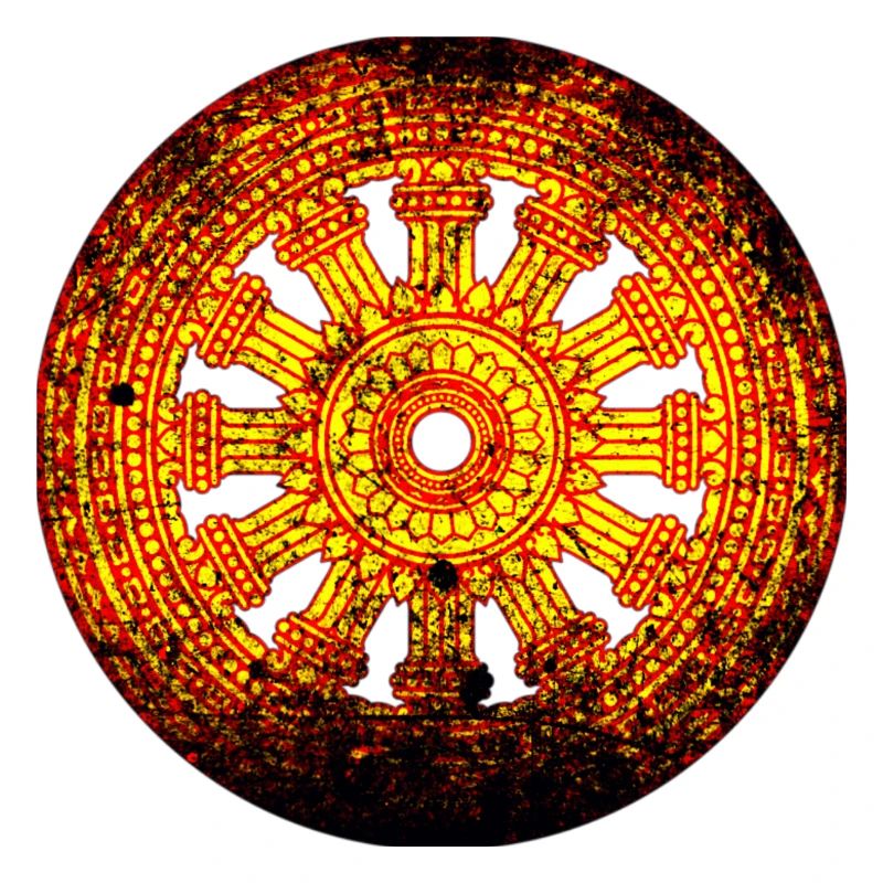 Dharmarad Chakra Buddhism Yellow Red