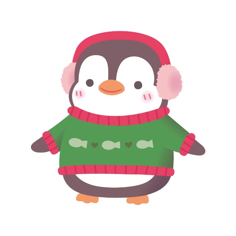 Pingouin mignon avec pull de poisson