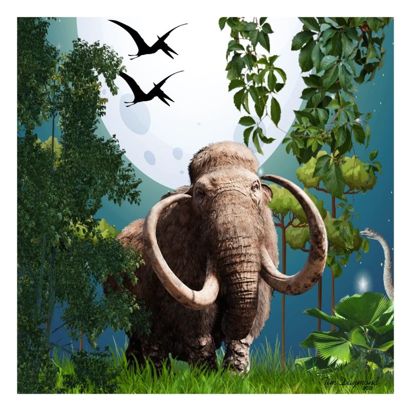 Moonlit Mammoth in Jungle Night