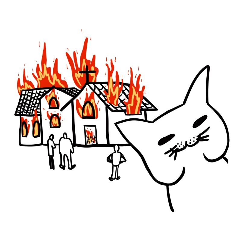 CAT BURNING A CHURCH