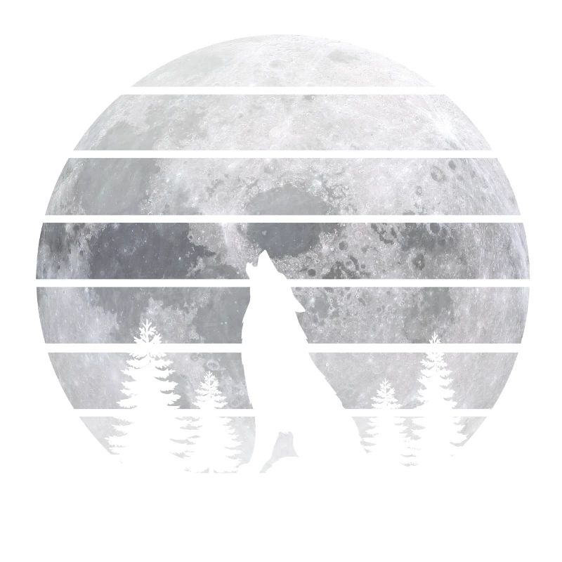 Loup hurlant devant la lune