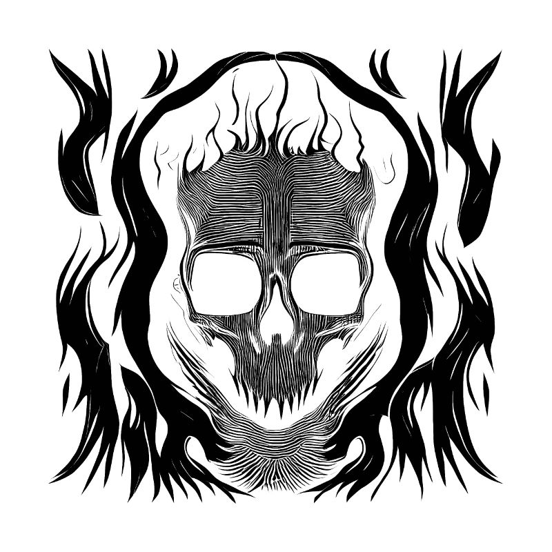 Halloween Horror Skull with Flames