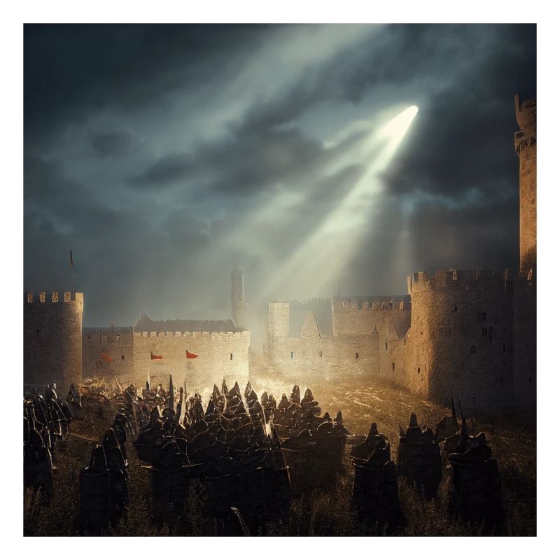 Medieval castle with army version 4