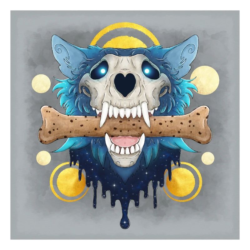 Hellhound Skull - Wolf Skull & Bone Cookie - Poster