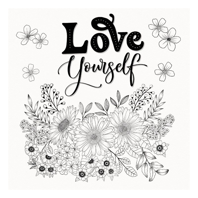 L’amour de soi. Devis avec des fleurs.