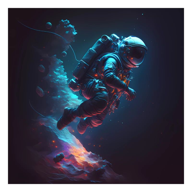 Astronaute dans l’œuvre d’art spatiale