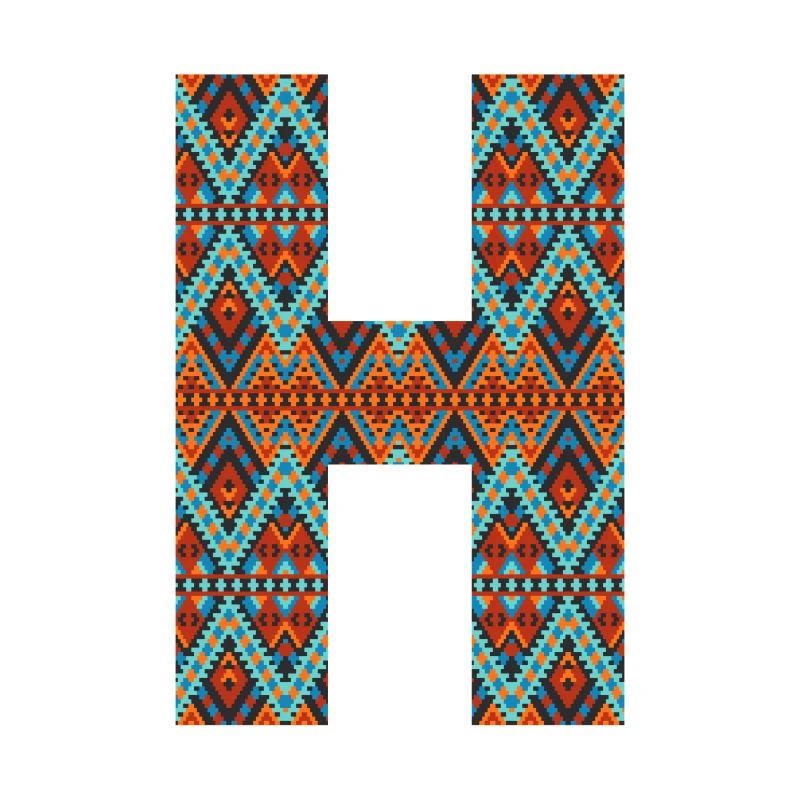 Buchstabe H - Boho-Design, buntes Monogramm