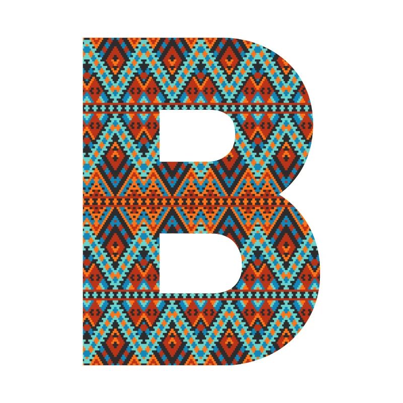 Buchstabe B- Boho-Design, buntes Monogramm