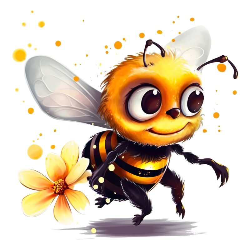 Funny bee has covered herself with bee pollen