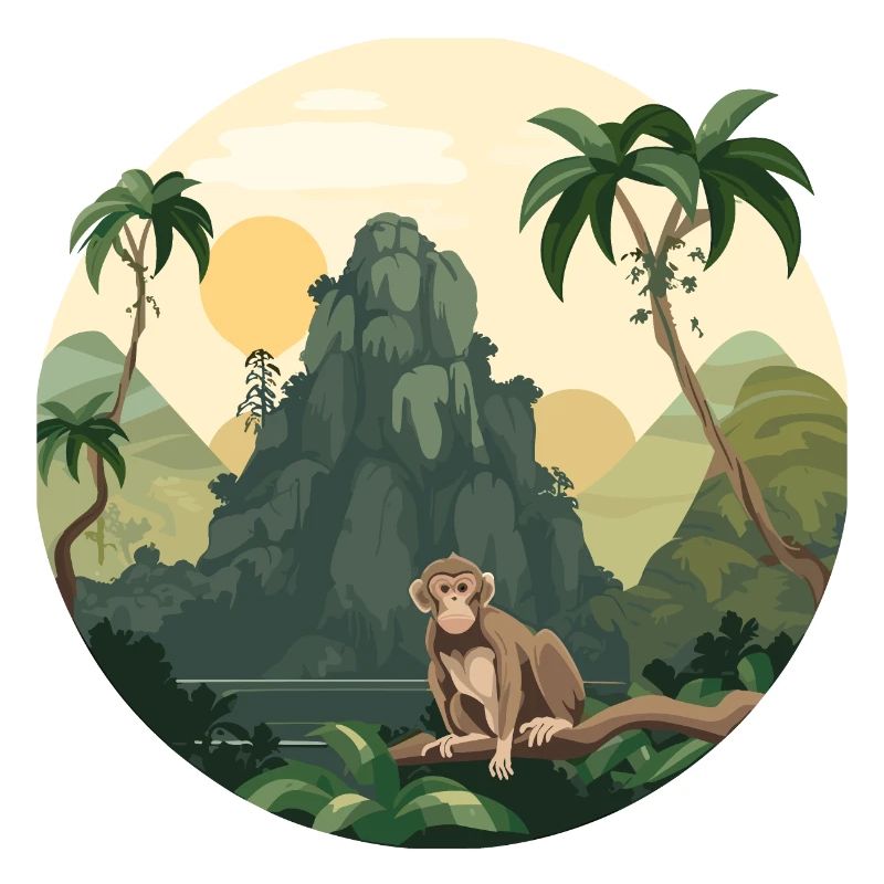 Monkey Monkey Monkey Jungle Nature Palm Mountains