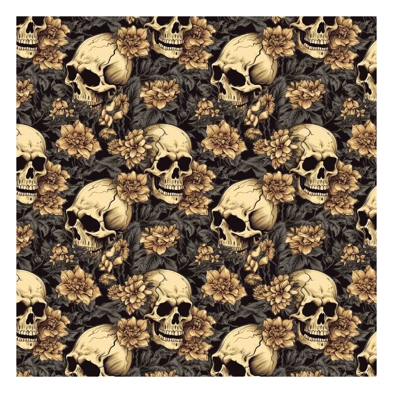 Skulls Seamless Pattern Gothic Dark Halloween