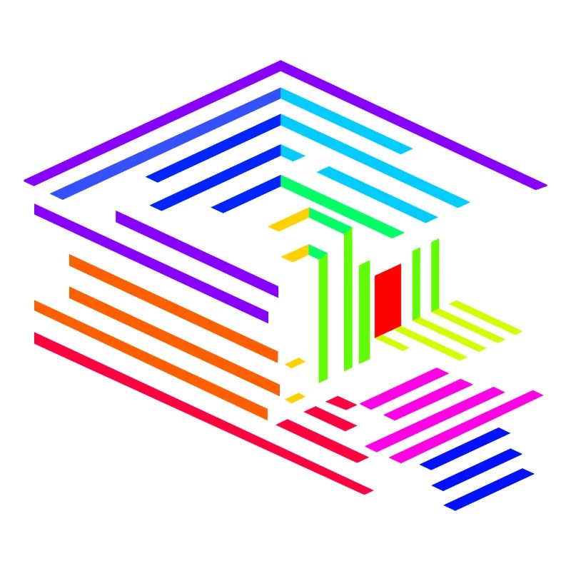 Liniengeometrie eines Objektes in Regenbogenfarben