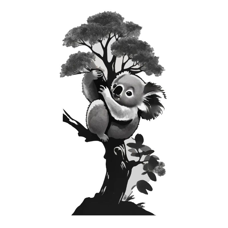 Silhouette eines Koalas, der sich an einen Baum