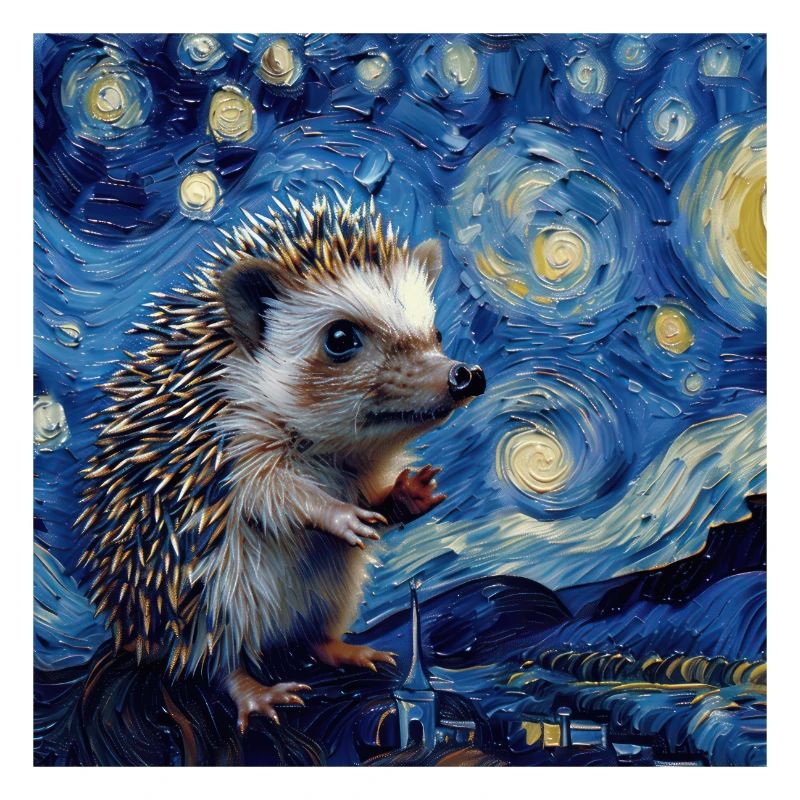 igel, van gogh, sternennacht, geschenk